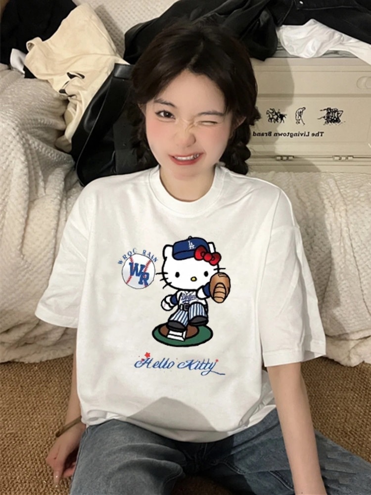 7.女性用ハローキティ純綿半袖tシャツ夏新作ゆったり半袖トップス