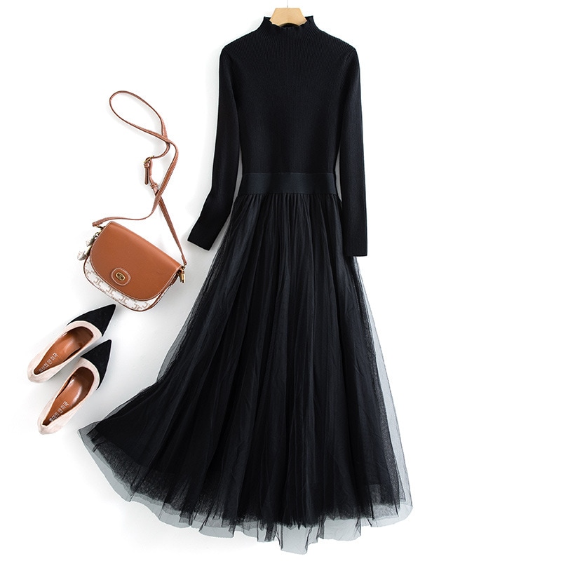 ニットワンピース レディース ワンピース 冬 長袖 きれいめ 40代 着痩せ vネック フォーマル 秋 Aライン ミモレ 通勤 結婚式 オシャレ 上品 ニット 秋-36