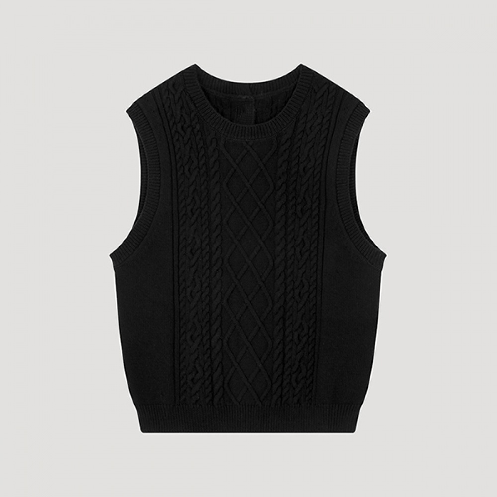 (シーズミス) バックボタンニットベスト_SSKVTO32020_BK