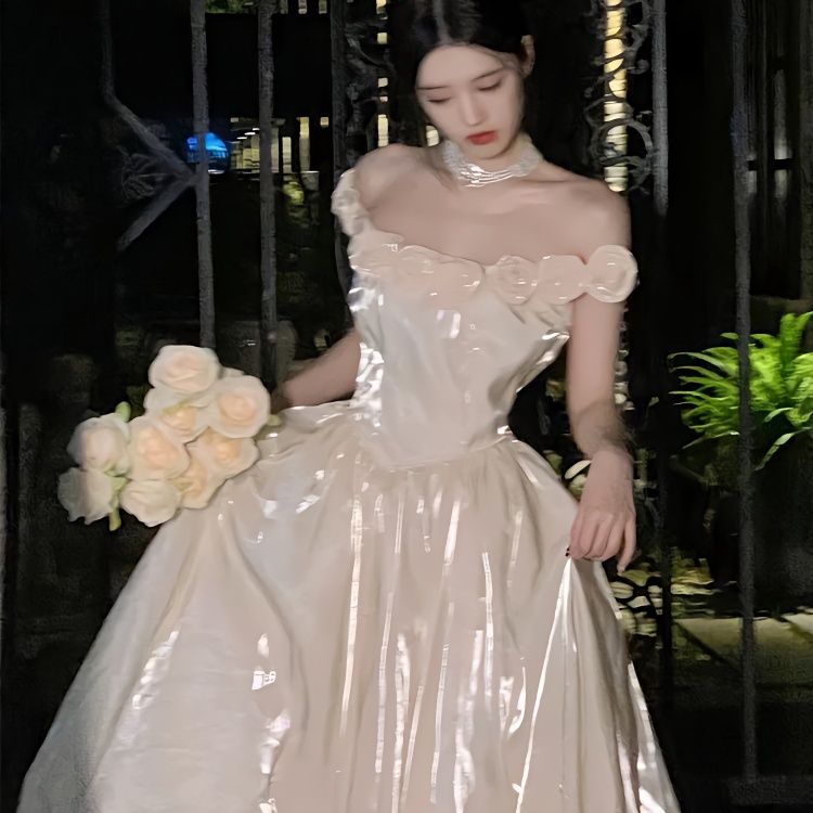 【2枚購入で 3oo円OFF！】プリンセススカートワンショルダードレススカート女性18歳の大人の宴会