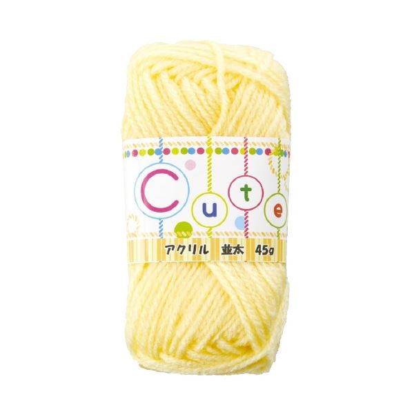 （まとめ）キッズ 毛糸（並太） 45g 薄黄[x20セット]