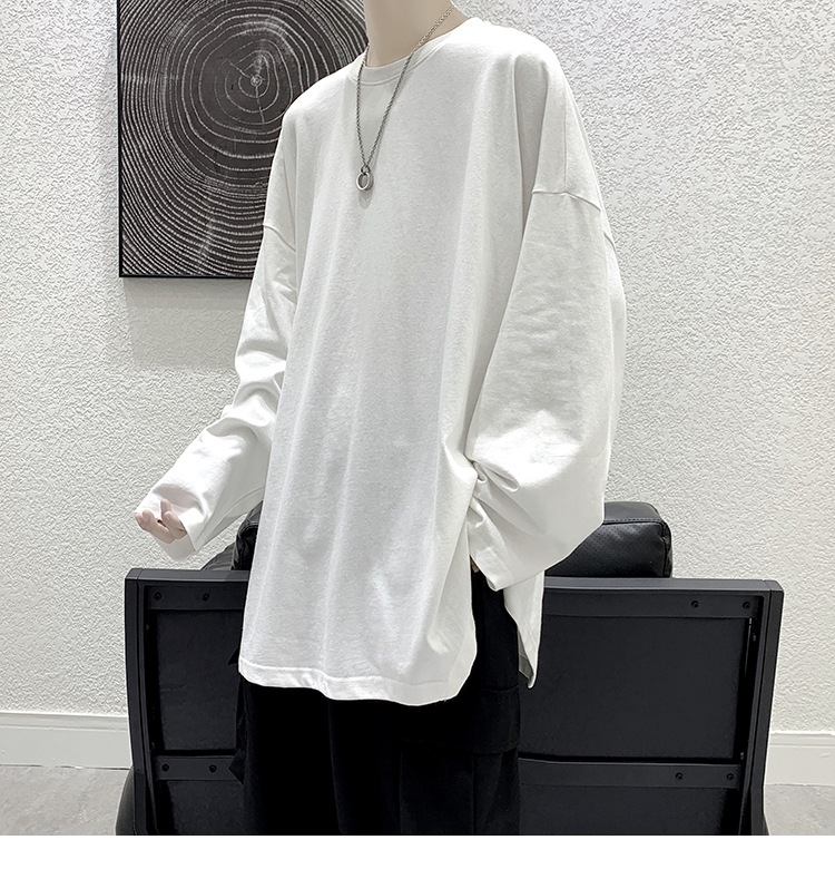 トップス ロンT 大きいサイズ 春 秋 冬 定番 ベーシック シンプル 無地 ラフ サイドスリット ゆったり ゆる XL 2XL ブラック グレー ホワイト カジュアル 10代 20代 カーブヘムT