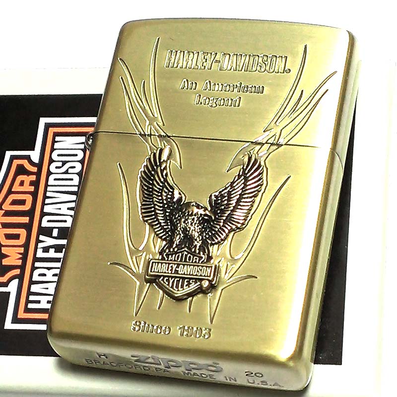 ZIPPO ライター ハーレーダビッドソン ジッポ イーグルメタル アンティークゴールド ブラス 国内限定モデル かっこいい 鷲 おしゃれ メンズ ギフト プレゼント
