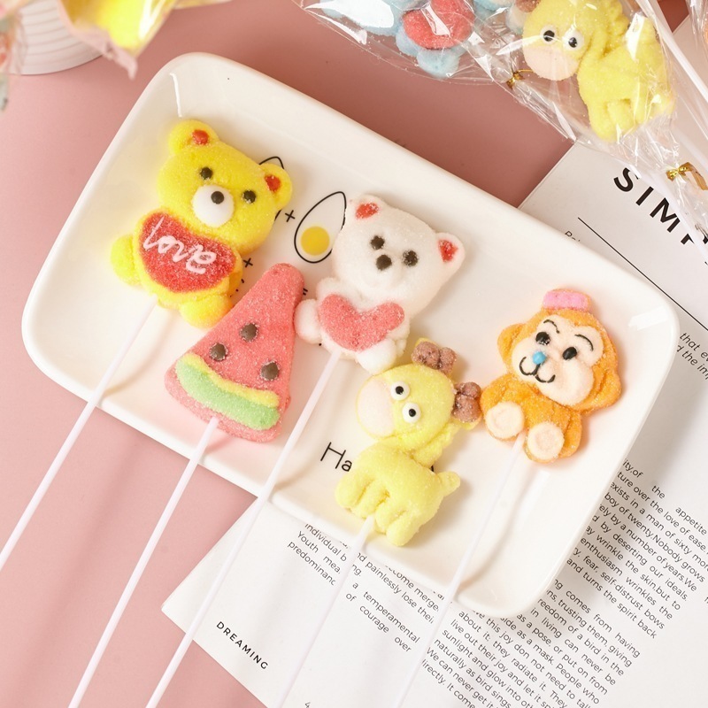 長い棒状のキャンディー漫画かわいいマシュマロロリポップソフトキャンディースナック子供へのご褒美小さな贈り物 お菓子 大人 子供 誕生日プレゼント