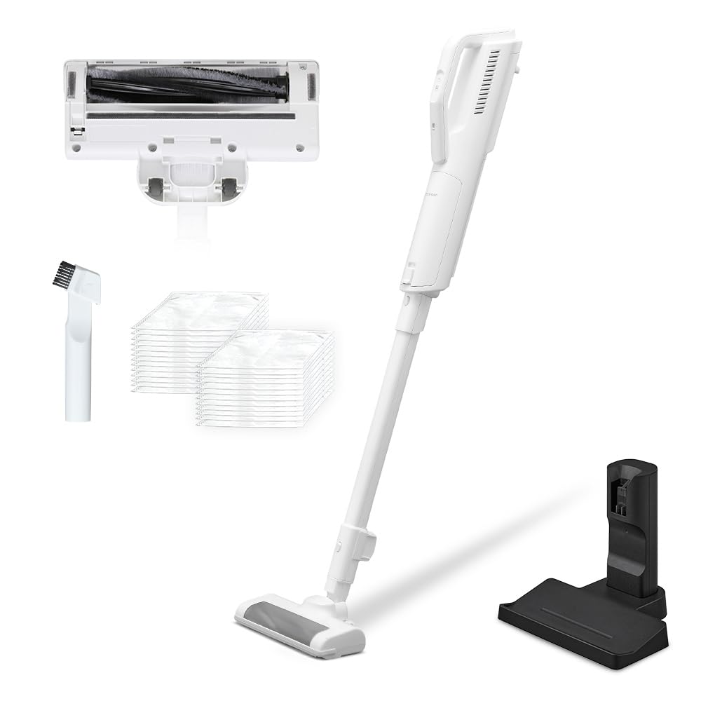 【置くだけで充電】アイリスオーヤマ コードレス掃除機 紙パック式 自走式 SBD-77P-W ハンディクリーナー【紙パック2.5年分付属】【パワーヘッド搭載軽量1.6kgモデル】