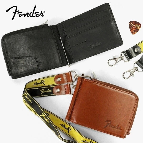 フェンダー Fender マネークリップ モノグラムストラップ ギターピック付き 小銭入れ コインケース メンズ レザー 950-701 ブランド [正規取扱店]