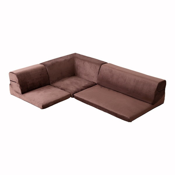 ホームテイスト SH-07-LCL フロアソファ 3人掛け ロータイプ 起毛素材 日本製 (5色)組み替え自由 Luculia-ルクリア- ブラウン メーカー直送