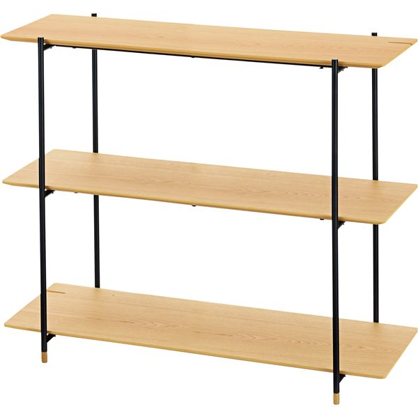 本棚/ブックシェルフ 3段 オーク 幅108cm奥行41cm高さ90cm スチール リビング ダイニング 寝室 組立品