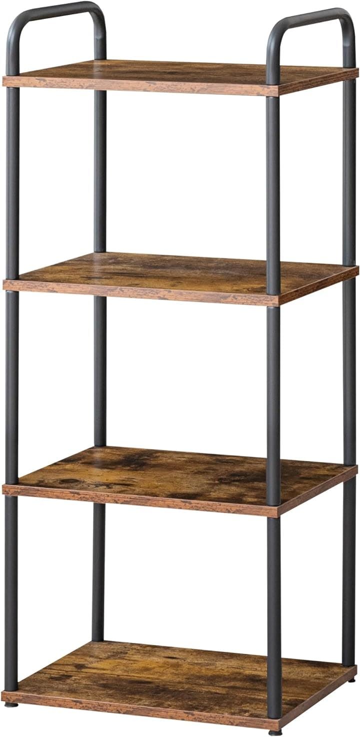 キッチンラック おしゃれ オープンシェルフ 本棚 組立品 幅40x奥行30cmx高さ103cmディスプレイ 食器棚 スリム 隙間収納 木目 組立簡単( B古木色, 幅40x4段)