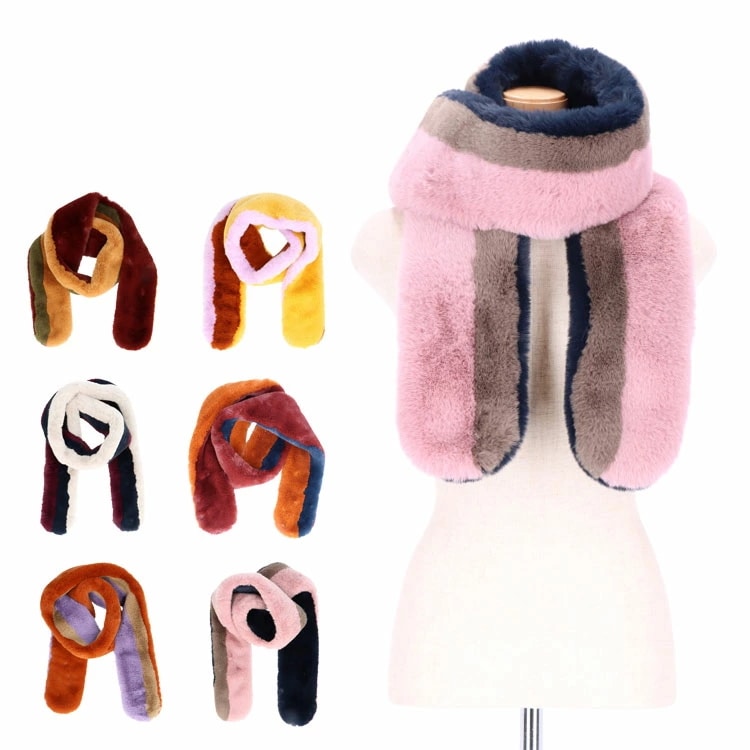 トリコロール エコファー マフラー ロング 3カラー フェイクファー レディース メンズ ギフト プレゼント