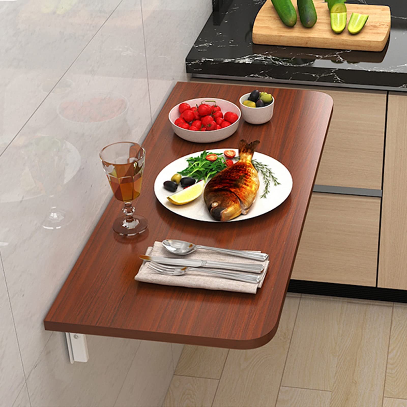 コンパクトドロップリーフウォールテーブル - 折りたたみ可能な朝食隅に節約された壁に取り付けられたデスク小さなキッチンやリビングスペースの多目的で 家具ソリューションに最適 LWX