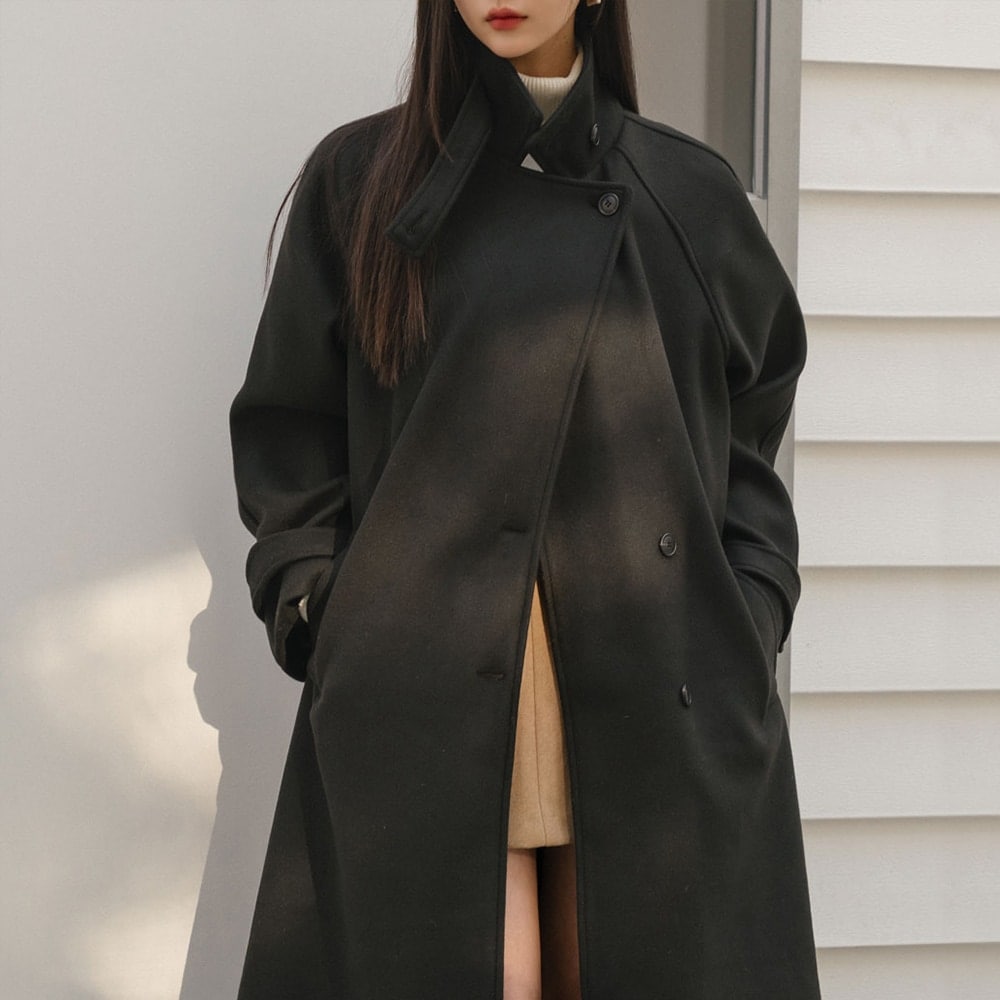 デンヌウール混ラグランマキシコート