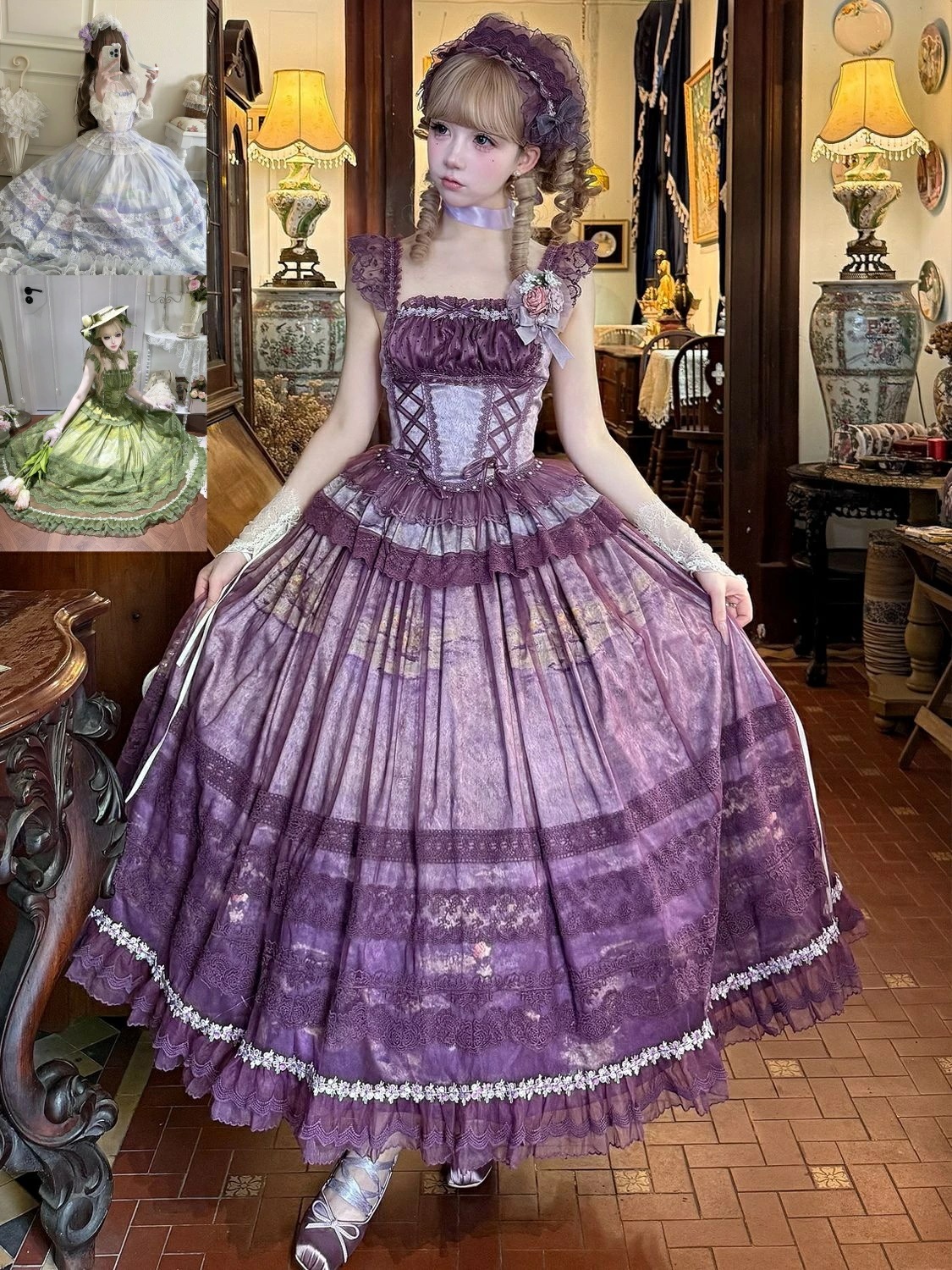 レディース上下セット トップス+スカート 袖なし ワンピース ドレス お姫様 フリル レース ロングスカート 人形みたい エレガントロリ プリンセス風 お姫様ドレス個性的 可愛い コスプレ ハロウィ 8,602円