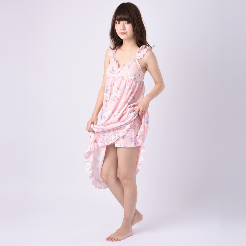 SAZAC(サザック) フラワーリースシナモンワンピース ピンク L 【 ファッション レディース 部屋着 パジャマ ワンピース サンリオ ルームウェア 寝巻き 女性用 寝間着 大人用 キャラクター