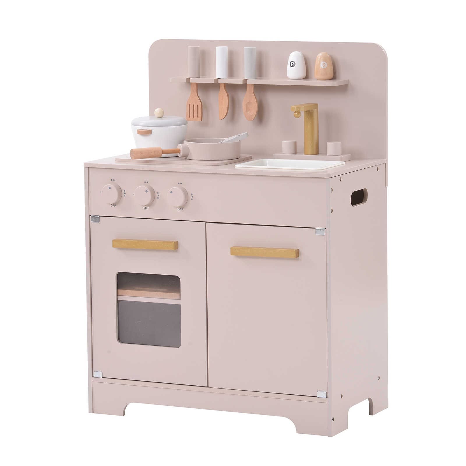 【日本国内出荷-3日で配達】おままごとキッチン 木製知育玩具 誕生日 台所 調理器具付 食材 コンロ ミニキッチン 子供のおもちゃキッチン かわいい子供の日の誕生日プレゼントDJYC09