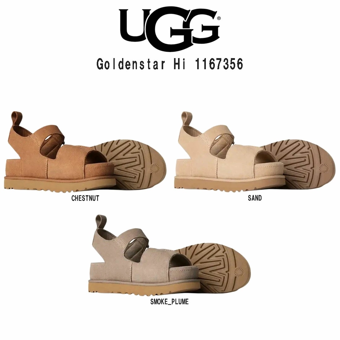 (SALE)UGG レディース ゴールデンスター ハイ サンダル ストラップ スエード プラットフォーム 厚底 調整可能 ストリート W Goldenstar Hi 1167356