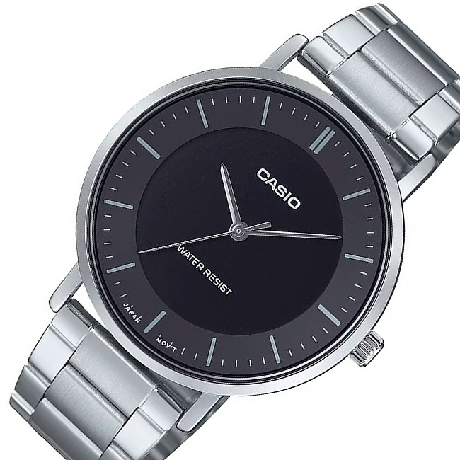 メンズ腕時計 ブラック文字盤 メタルベルト 海外モデル MTP-VT04D-1E