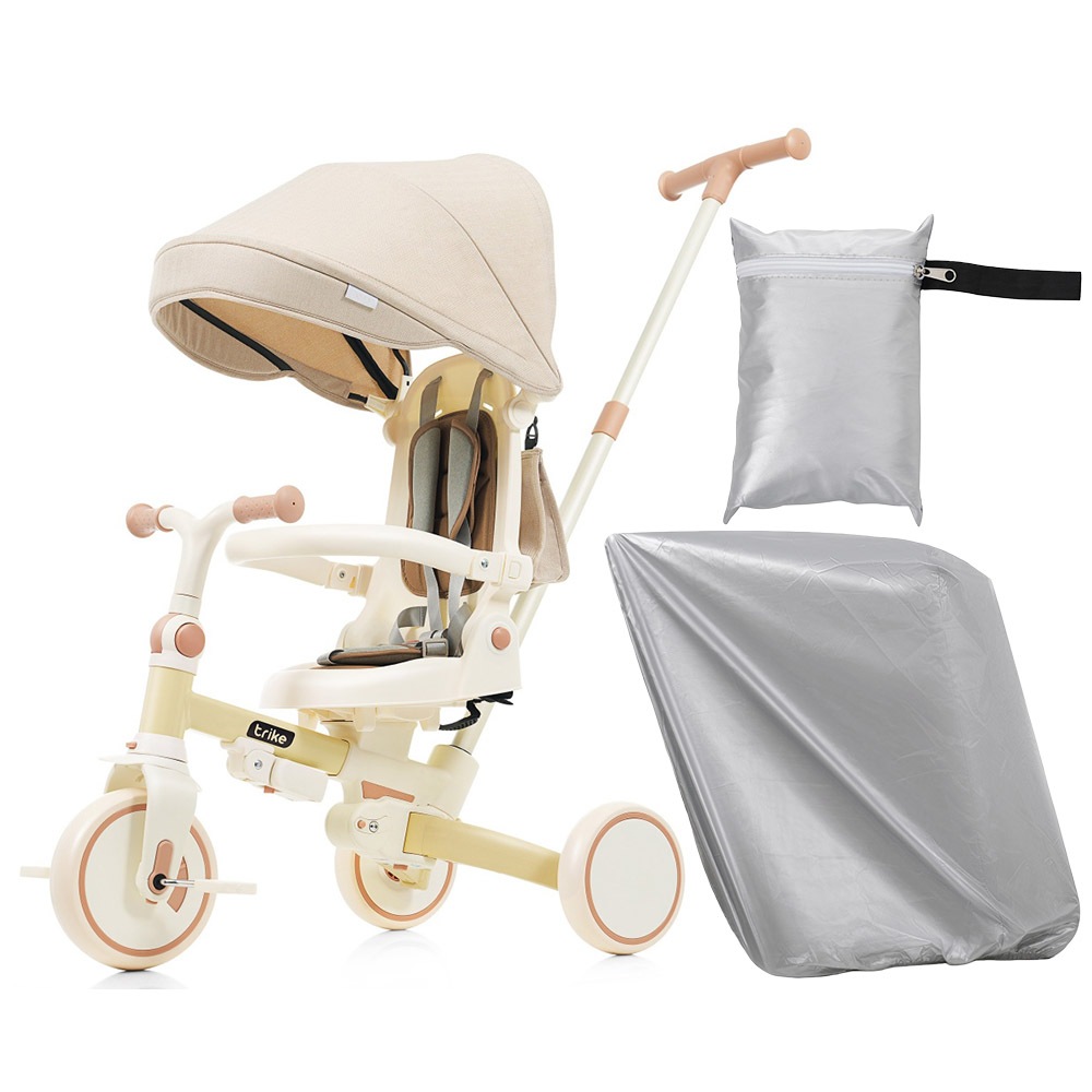 【国内発送】625子供用三輪車 折りたたみ 三輪車カバー ほこりカバー付き 舵取り 手押し棒 ストッパー付き 三輪車カバー おしゃれ 7in1 BTM 1歳 2歳 3歳 座面回転 自転車 キックバイク