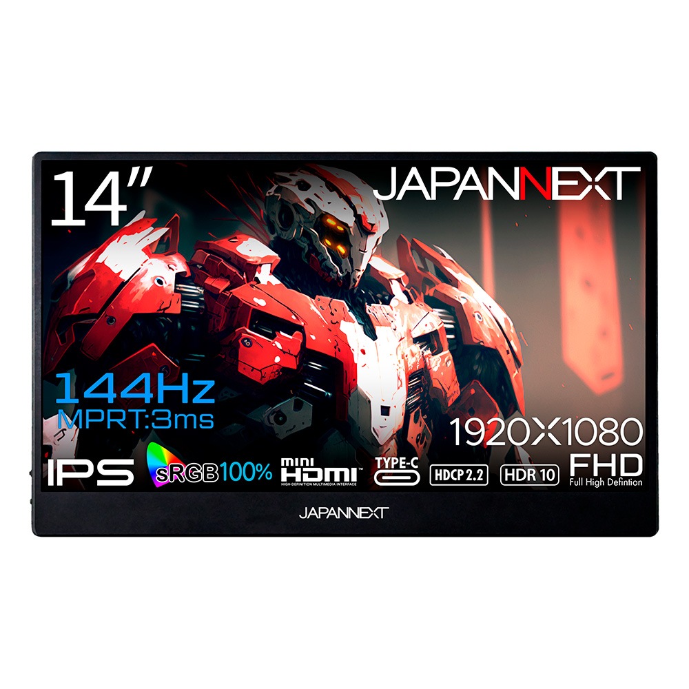 JAPANNEXTジャパンネクスト モバイルゲーミング液晶ディスプレイ(14型/IPS/FullHD 1920×1080/144Hz/3ms/HDR10/miniHDMI/USB Type-C/VE 21,423円