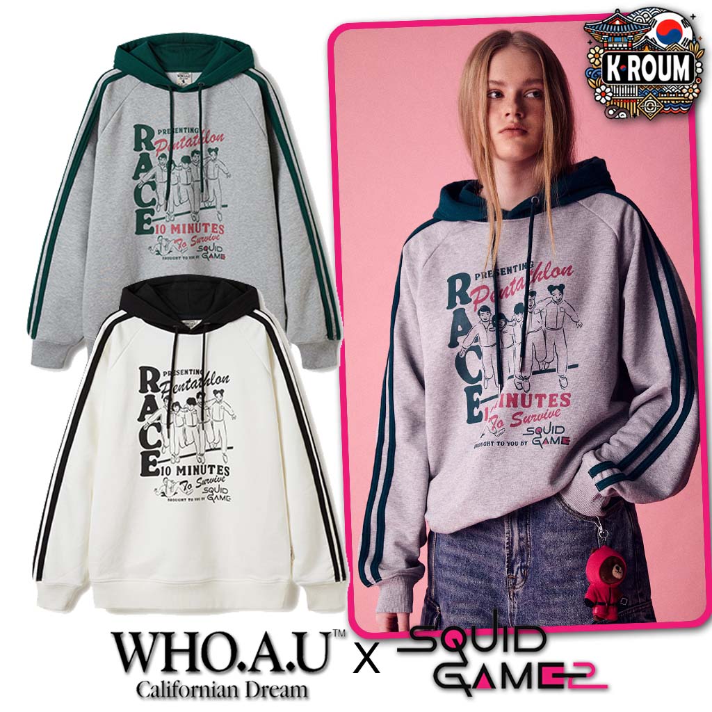 [WAU x SQUID GAME] Track Line Hoodie 2color フーアーユー トラック ライン フード 2種 / ユニセックス