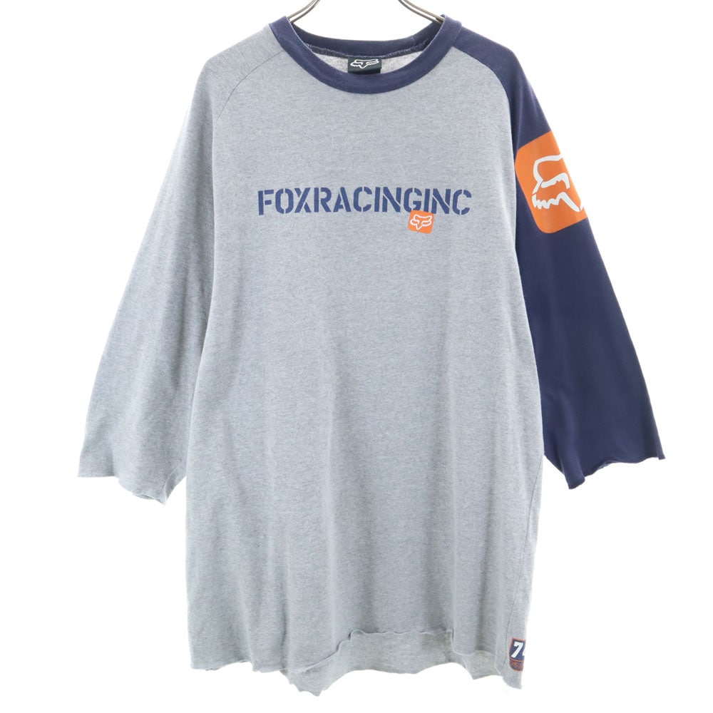 USA製 7分袖 ロング Tシャツ L グレー ロンT レディース 古着