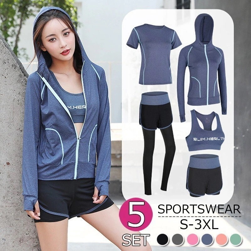 スポーツウェア レディース 上下5点セット トレーニングウェア フィットネスウェア ウェア ラン 4,538円