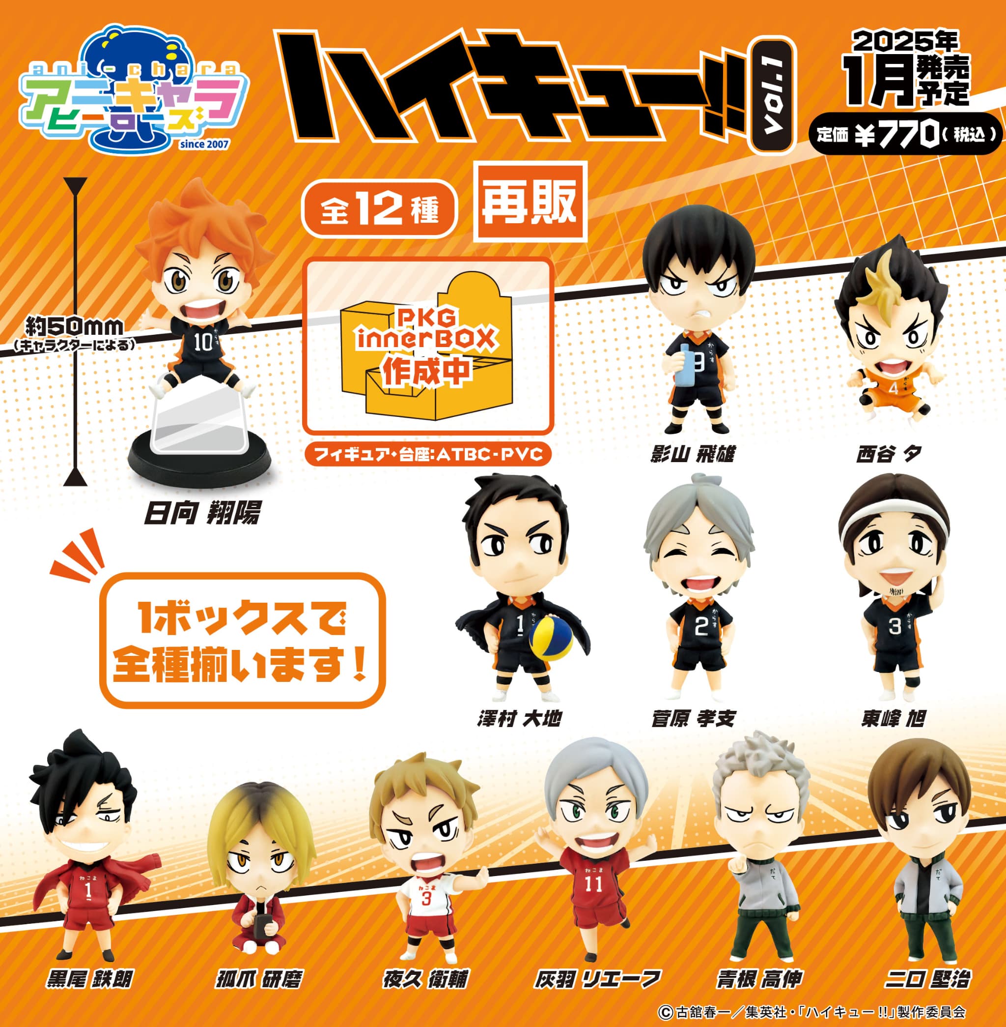 【新品/公式】 ハイキュー!!_アニキャラヒーローズ Vol.1【コンプリートBOX／12個入り】 公式グッズ