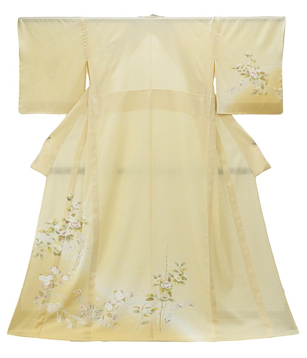 夏物 訪問着 新品仕立済 正絹 夏物 四季花模様 身丈164.5cm 裄丈68cm 絽訪問着 小難あり 新品 仕立て上がり 着物 wb2341