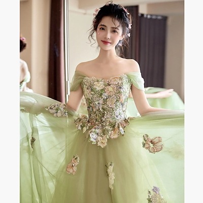 森浪漫仙気嬢結婚敬酒服2025春季宴会司会者字肩礼装