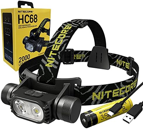 NITECORE HC68 USB充電式LED多用途ヘッドランプスポットライトと広角ライト機能携帯用ランプ 车灯 ライト手持ちランプ徒歩登山キャンプ【CREE XM-L2 U2 白色LED 赤色...