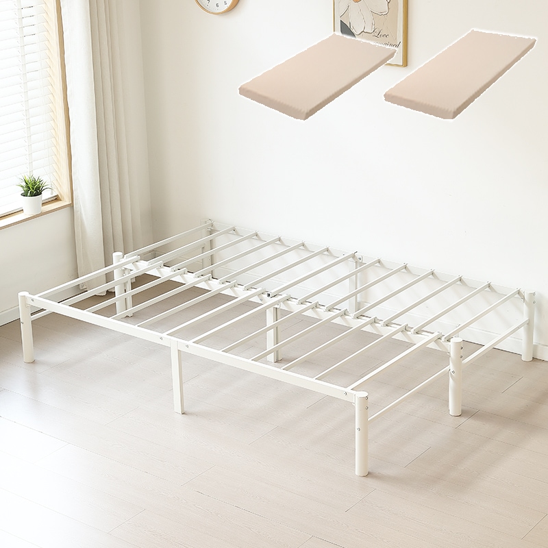 【国内発送】414【ベージュマットレスつき】ディベッド 伸長式ベッド シングル 幅76～138cm 長さ200cm セミダブル ダブル パイプベッド ベッドフレーム 伸縮 下収納 おしゃれ 2way