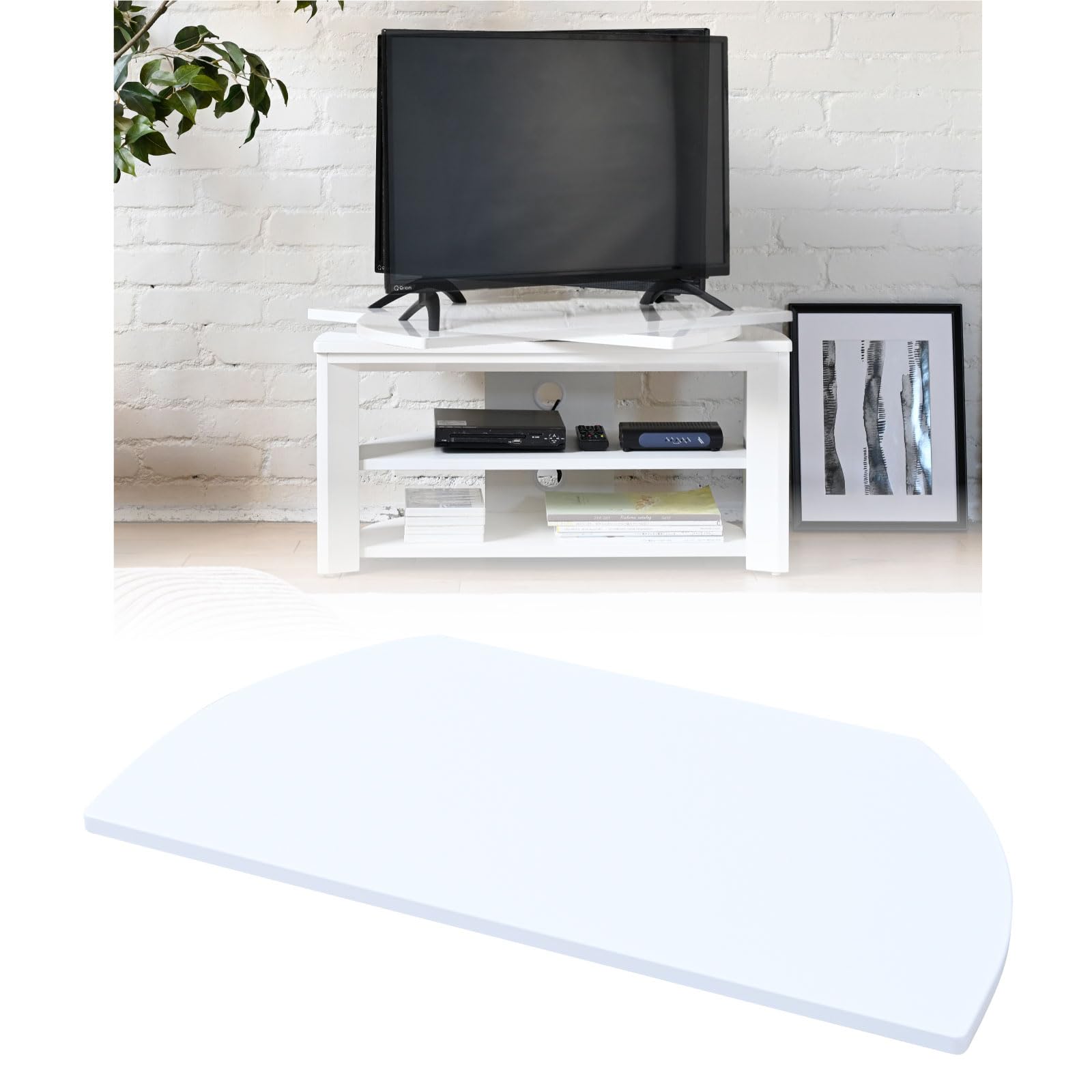 山善 テレビ回転台 360度 回転台 テレビ ターンテーブル 幅80×奥行39.5×高さ3cm 完成品 シャイニーホワイト SHKE-800 71328