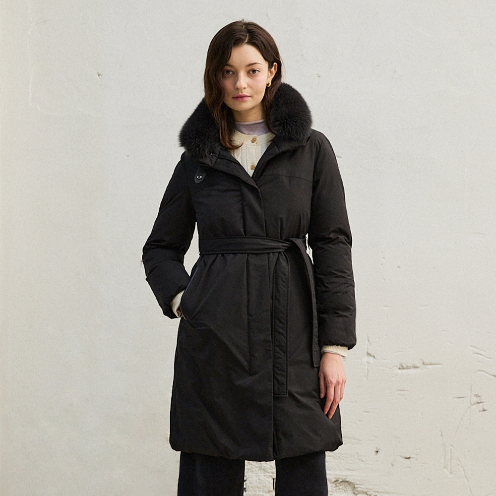 フォックスファーカラー ロンググースダウン