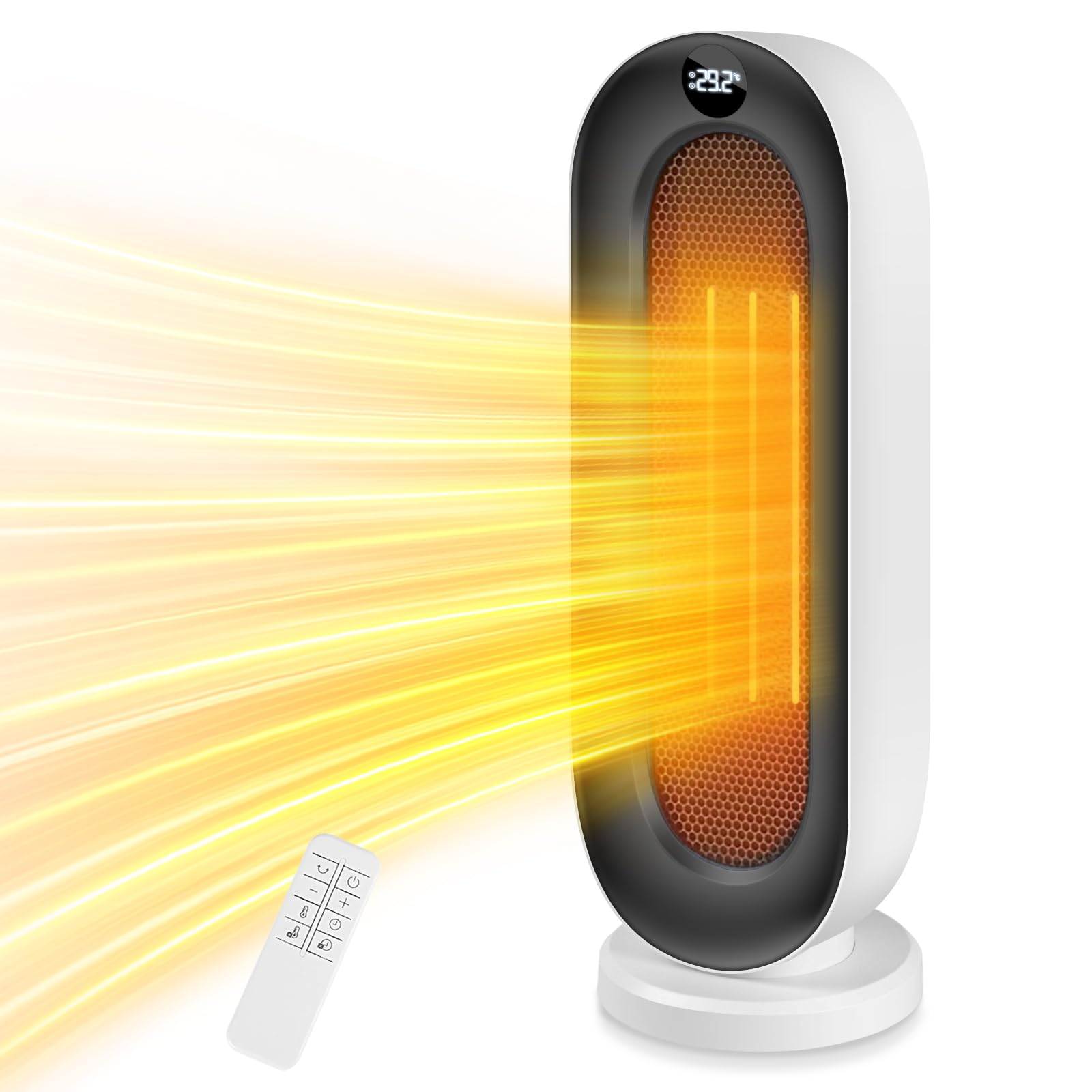 Skuldera セラミックヒーター 【ECO知能恒温 温度調節】電気ストーブ 暖房器具 自動首振り 省エネ LED大型ディスプレ タイマー機能 切り忘れ防止 二重過熱保護 転倒OFF 大風量 速暖電