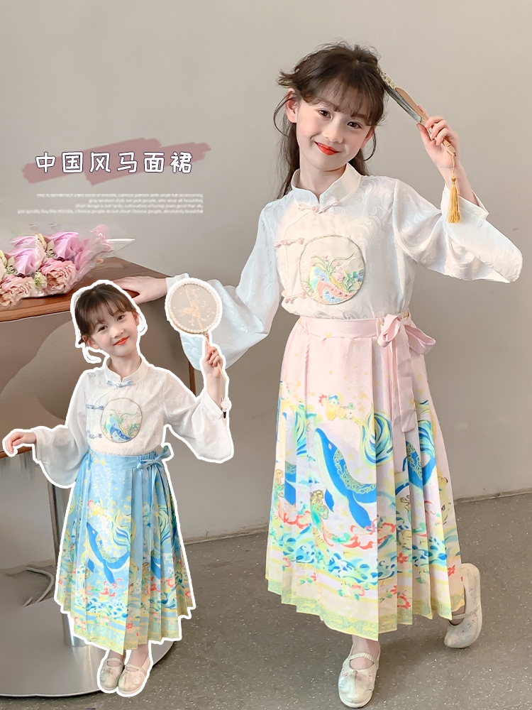 少女ハンフドレス春2024子供春秋の馬顔スカート女の子スタイル春スカートスーツ