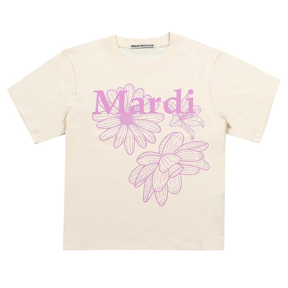Tシャツ SLIM TSHIRT TRIPLE FLOWER BUTTER PINKLAVENDER 半袖 レディース 韓国 ファッション アパレル