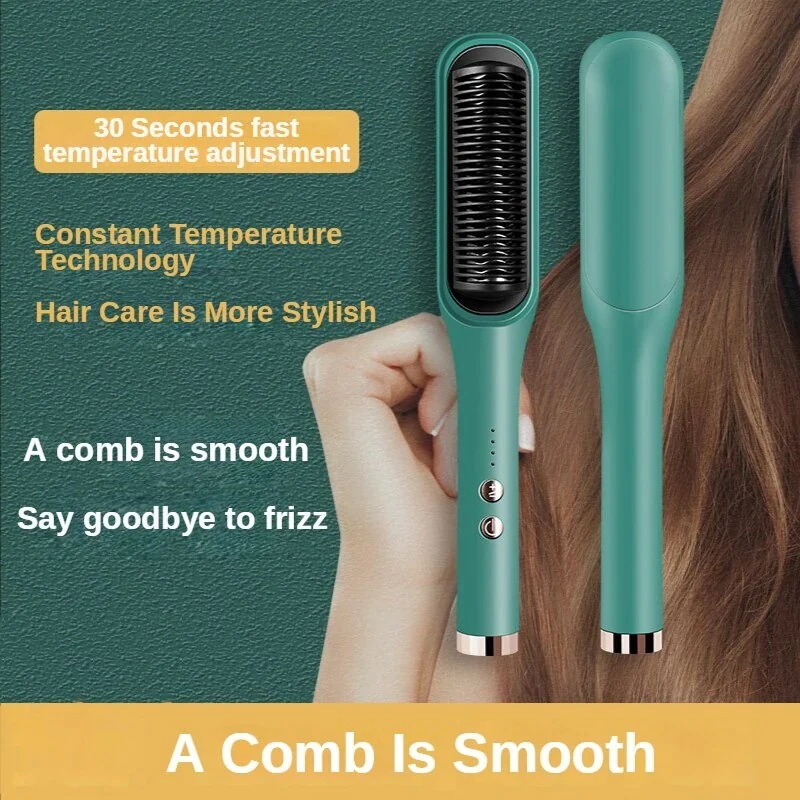 新品電動ストレートヘアブラシ ストレートアイロン ブラシ 新品 ストレートアイロン カーリング 温度 2-in-1ヘア 耐熱性シアクセサリー