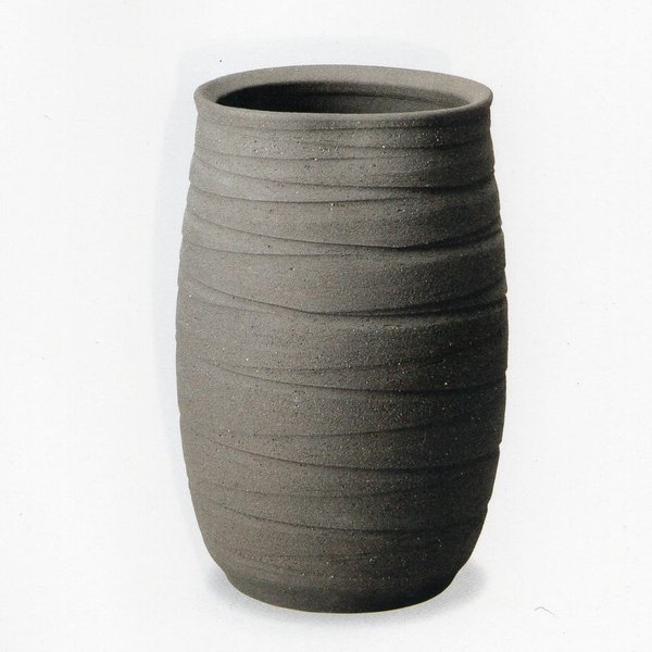 クレイブラック糸車傘立 （信楽焼陶器傘立梅雨玄関H）