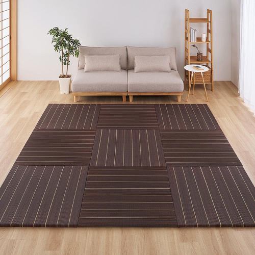 【メーカー直送品】萩原 【9枚組】置き畳 凛 約82×82×2.5cm ブラウン
