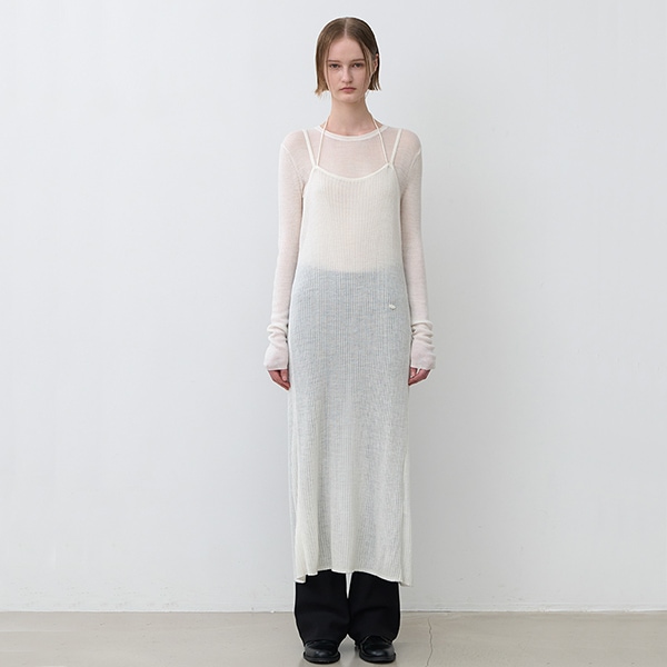 (OP-6256)WOOL SHEER LAYERD KNIT DRESS