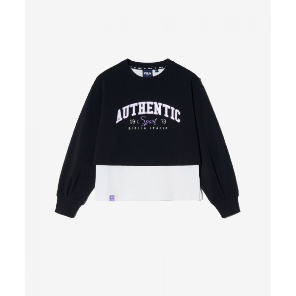 FILA KIDS 女の子用レイヤードスウェットシャツ (FK2POH1306FBLK)