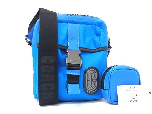 コーチ ショルダーバッグ マックス ナイロン×レザー C9836 ブルー ブラック ハンドバッグ ショッピングバッグ トートバッグ 鞄 ブランド 斜め掛け 肩掛け 上品【本物保証】