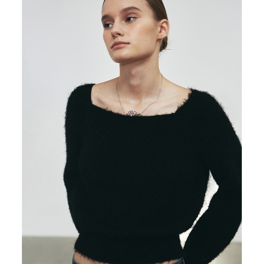 NICK&NICOLE アンゴラプルオーバーニット_BLACK