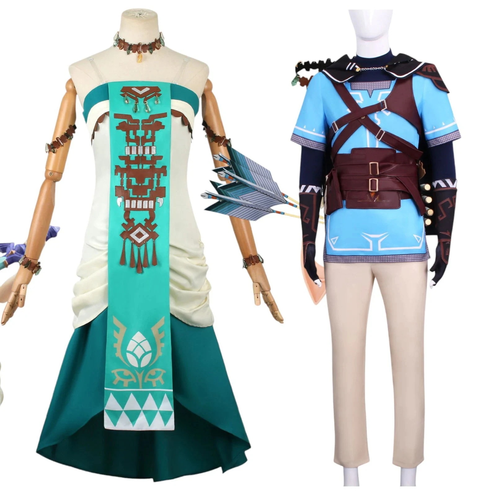 Ruge限定発売（独自の設計）ブレワイ　コスチューム　英傑の服　ゼルダ姫　リンク服　飾り　オパールの耳飾り　コスプレ衣装　リンク　ハロウィン　クリスマス　手遊び　舞台衣装　子供　大人　１１０