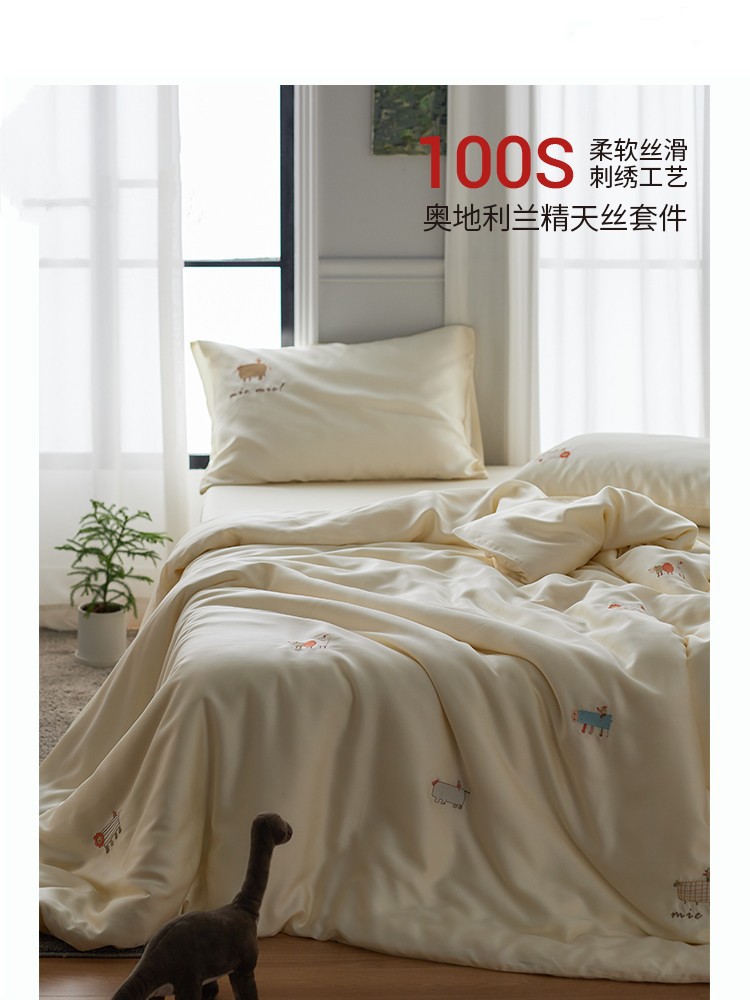 クラスa 100本の天糸刺繍4点セット裸寝氷糸シーツセット