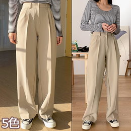 【ENVYLOOK】👗韓国ファッションカジュアルECサイト1位 ENVYLOOK💖ウエストタックハイワイドロングスラックス💖5COLOR♥送料無料
