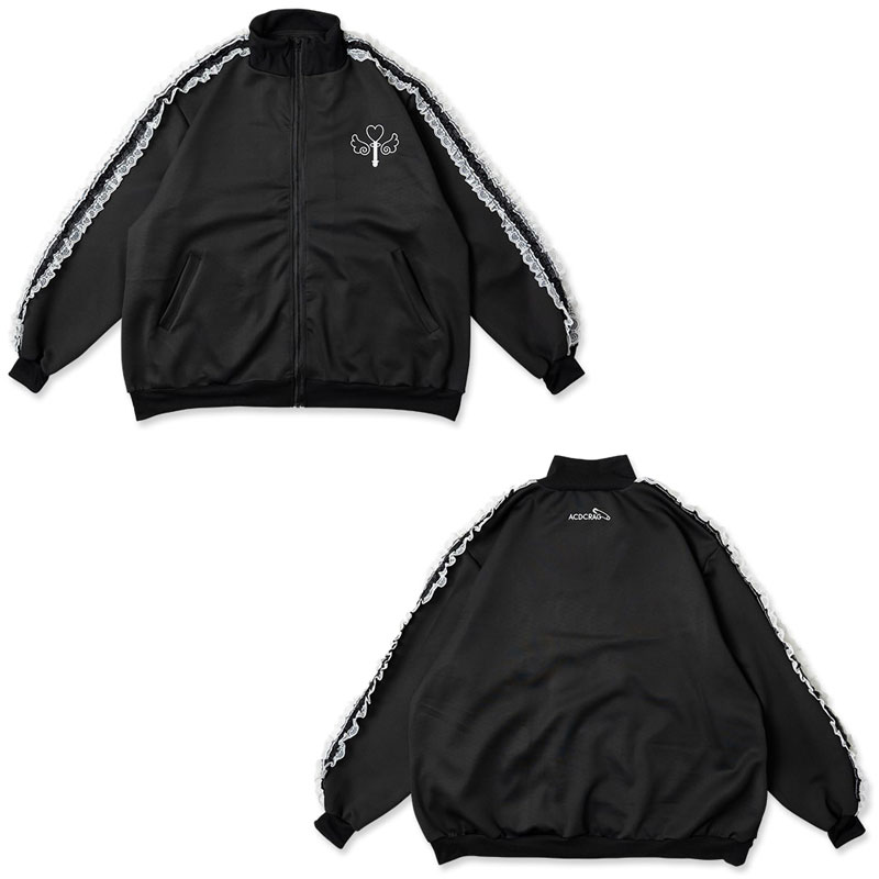 ACDC RAG 魔法 ジャージジャケット BK 長袖 原宿 韓国 原宿系 ファッション レディース かわいい 派手カワ サイドライン フリル