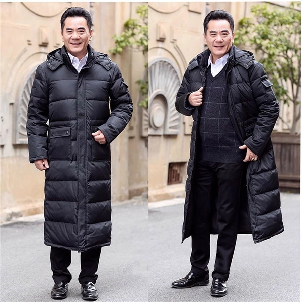 ダウンコート メンズ ベンチコート ロング丈コート 超長丈 冬 S～3XL ロングダウンコート 通勤 膝下 お父さん ダウン 大きいサイズ 暖かい フード eg178c0c0m3