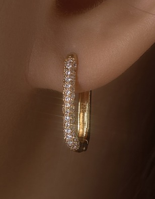 14k post ルーカス キュービック ワンタッチ リングピアス