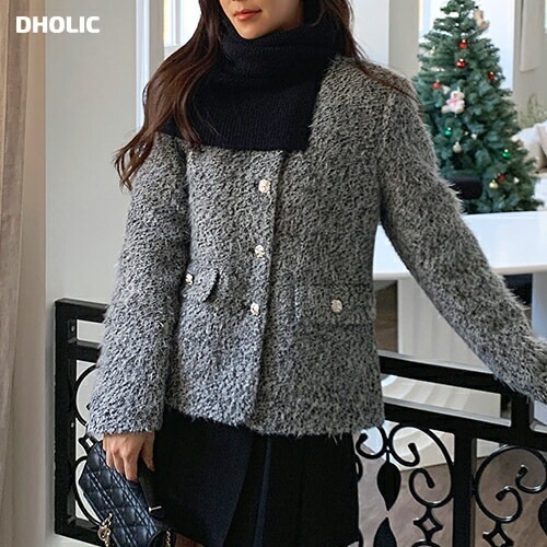 [メガ割りSALE]ネックウォーマー付キルト裏地ファータッチジャケット